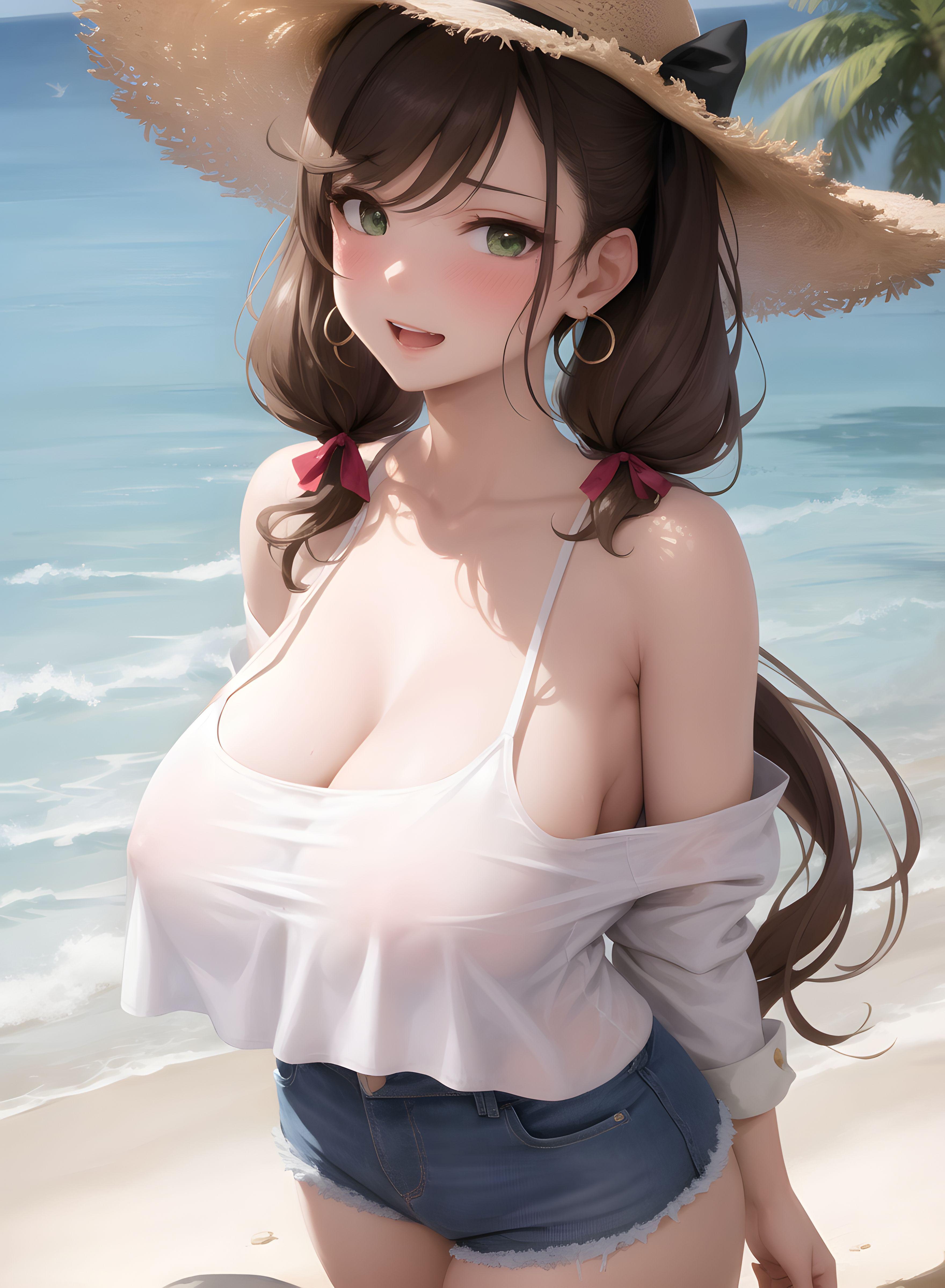 AI-Generator_【AI】茶髪碧眼少女／私服／透け服／爆乳２_112216020_p4