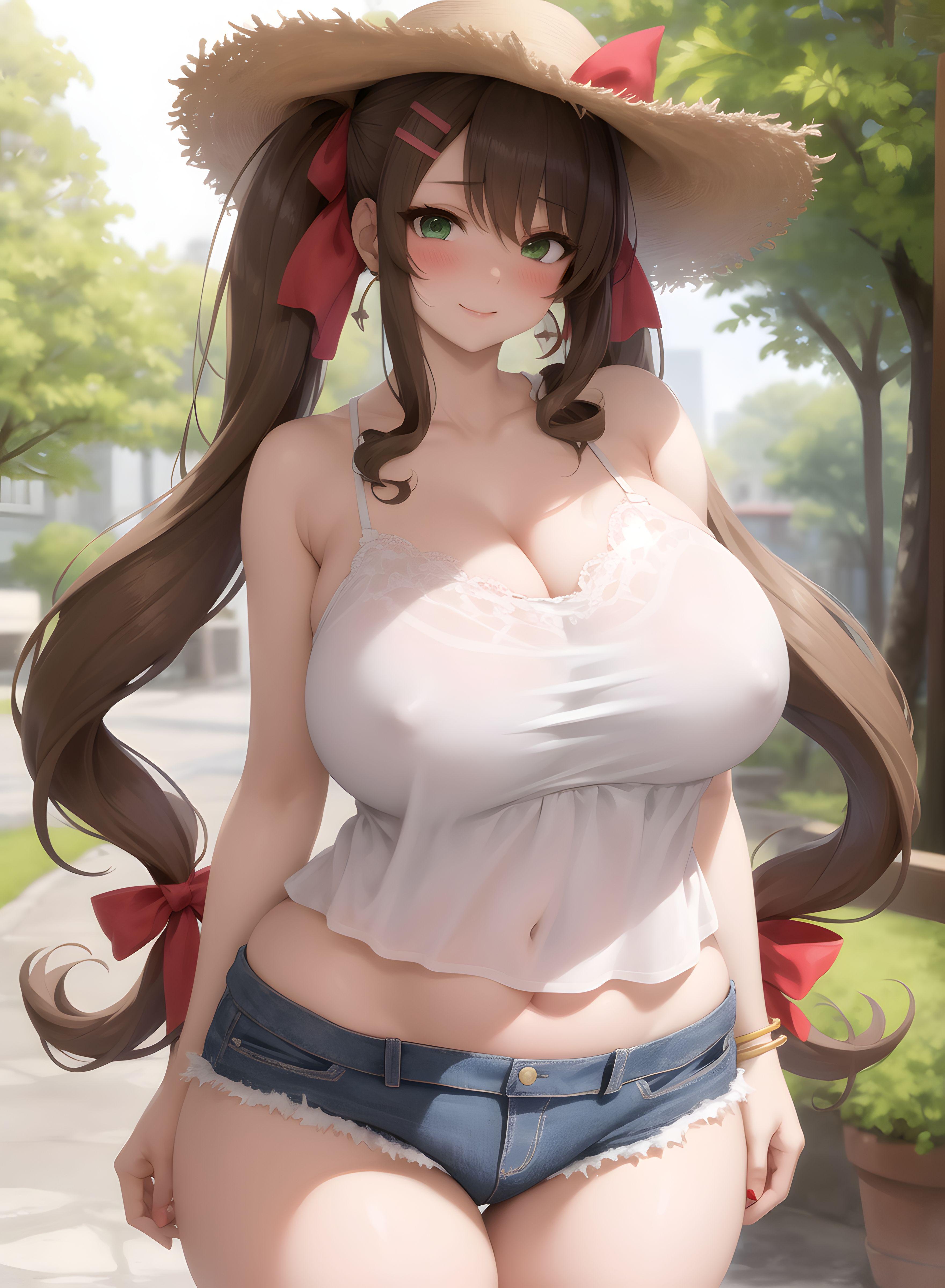 AI-Generator_【AI】茶髪碧眼少女／私服／透け服／爆乳_112075790_p6