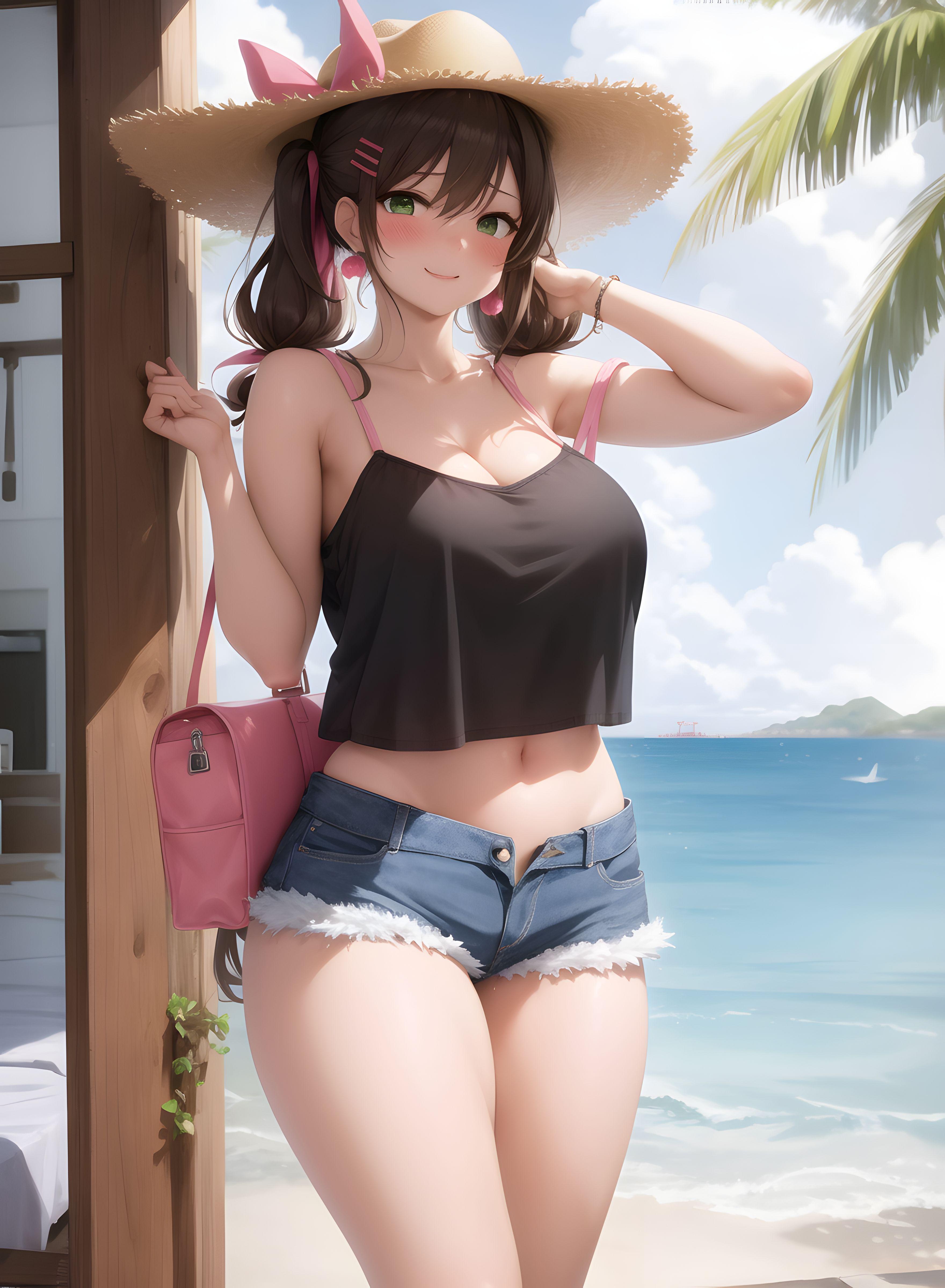 AI-Generator_【AI】茶髪碧眼少女／私服／透け服／爆乳３_112241774_p34