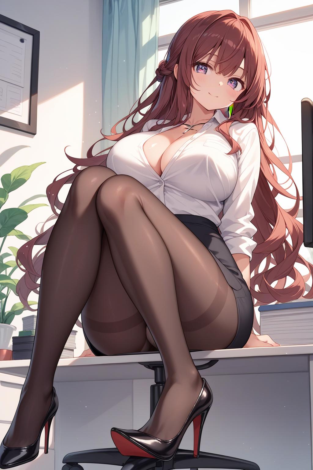AIバブみ_黒パンスト美脚美女のAIイラスト_129523644_p1