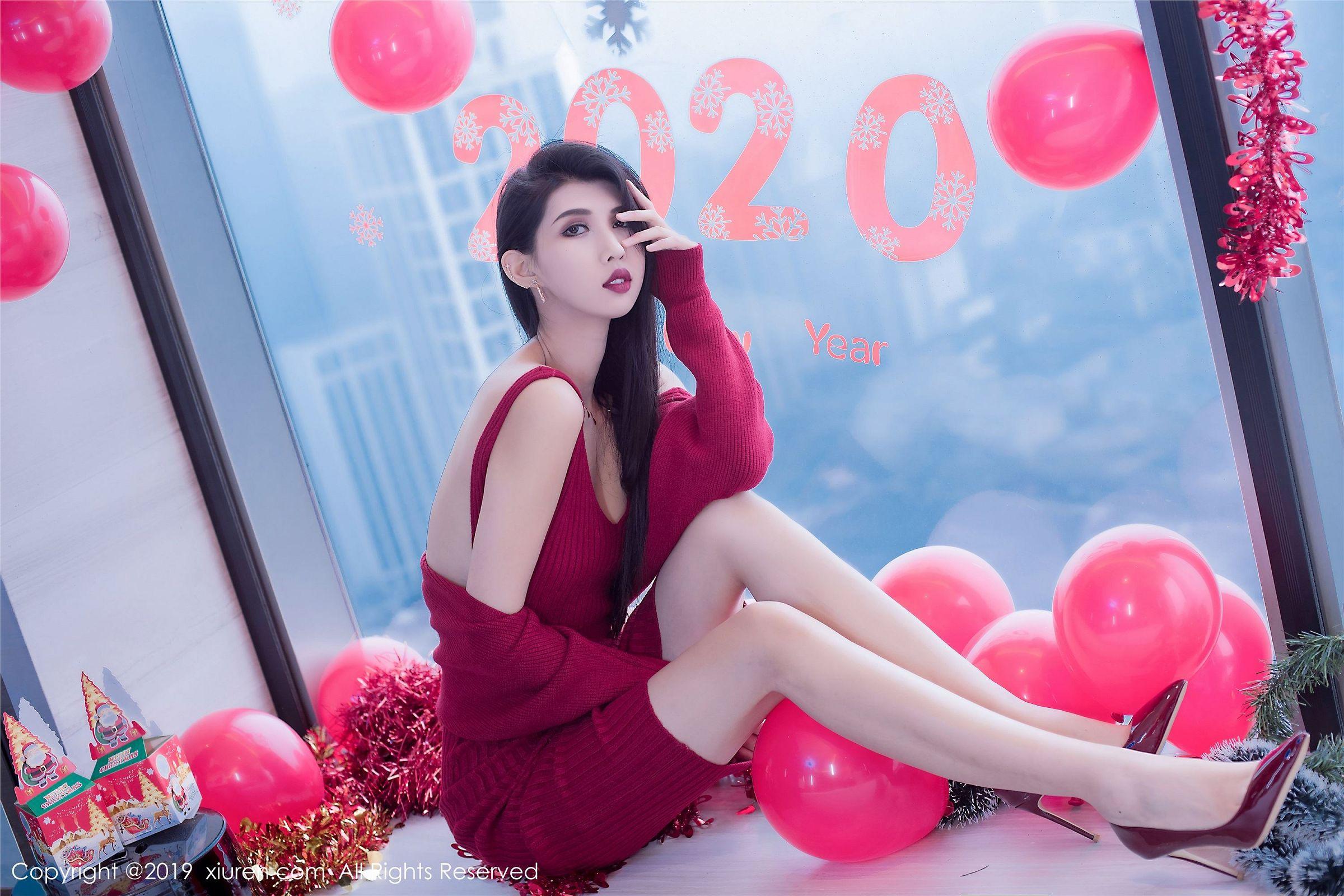[XIUREN秀人网] 2019.12.23 NO.1871 黑色蝴蝶结轻纱圣诞装 葛征Model_p045