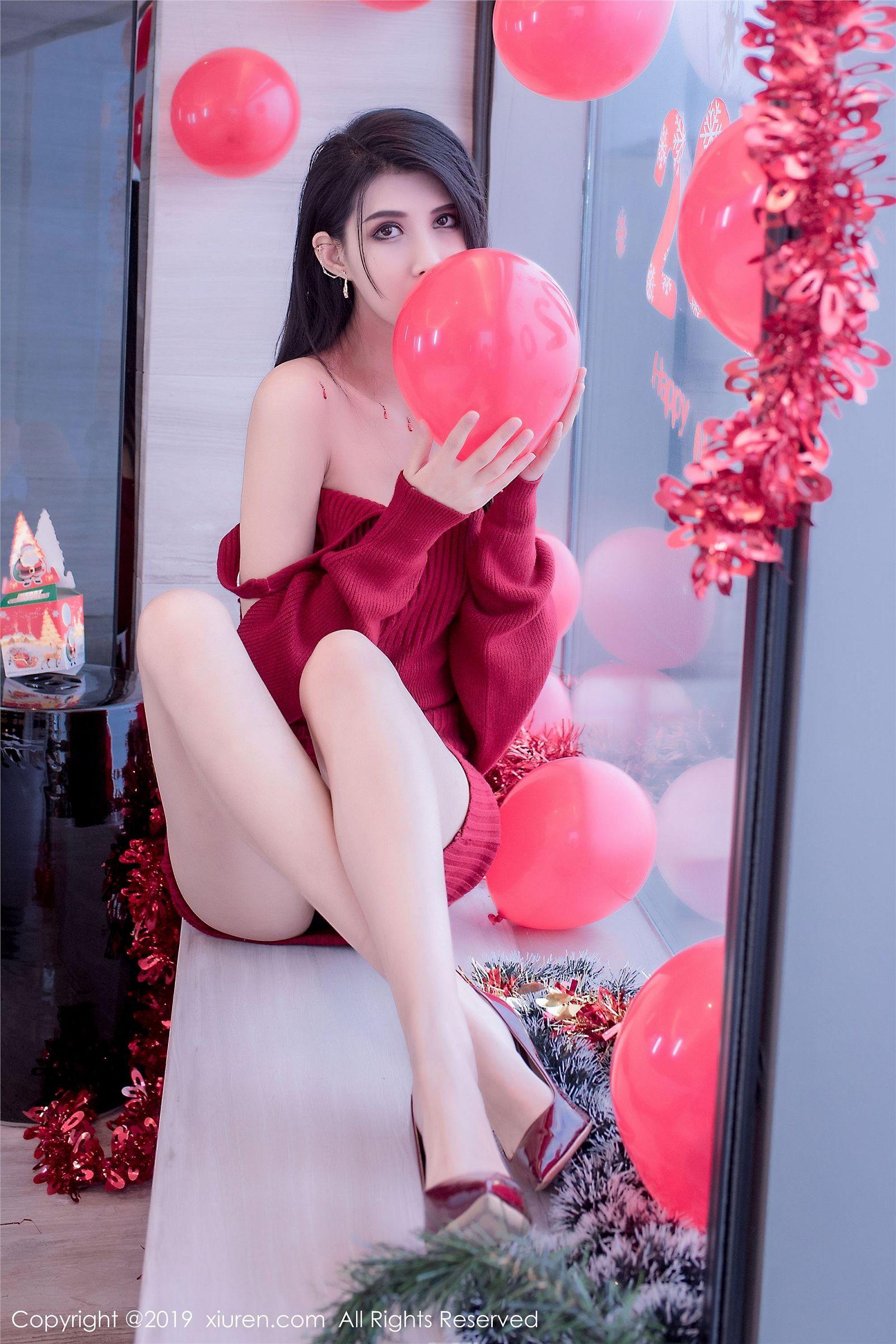 [XIUREN秀人网] 2019.12.23 NO.1871 黑色蝴蝶结轻纱圣诞装 葛征Model_p029