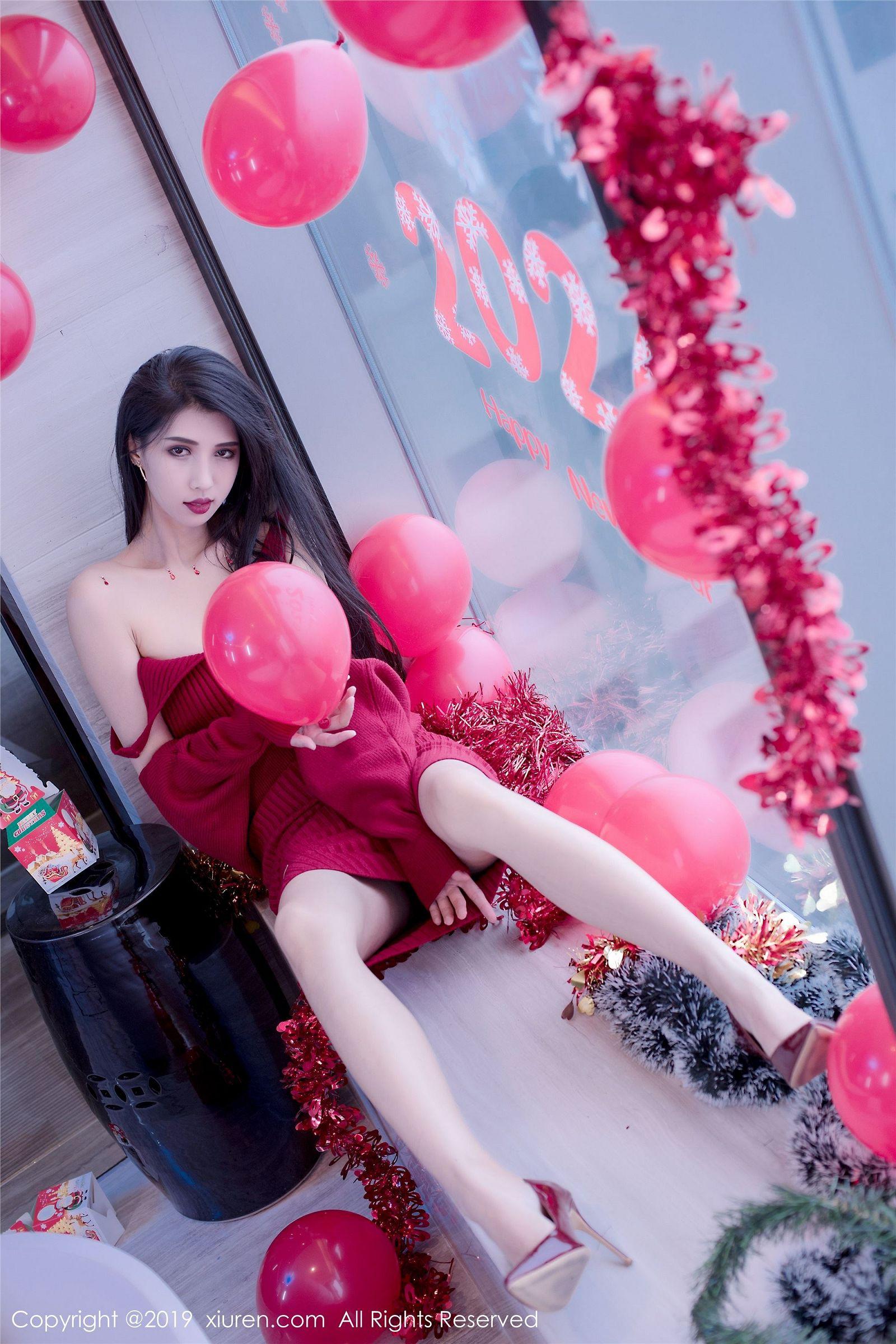 [XIUREN秀人网] 2019.12.23 NO.1871 黑色蝴蝶结轻纱圣诞装 葛征Model_p012
