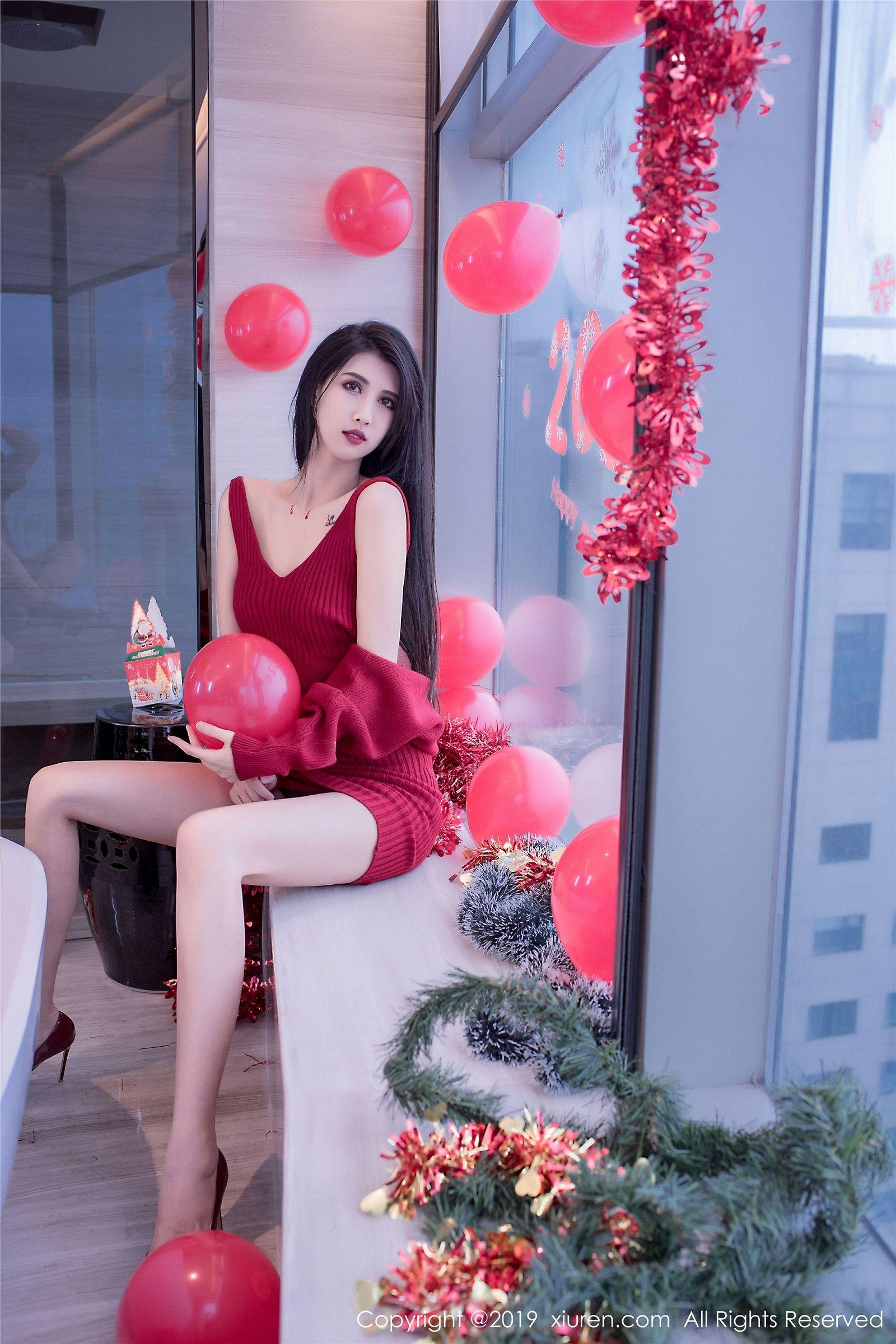 [XIUREN秀人网] 2019.12.23 NO.1871 黑色蝴蝶结轻纱圣诞装 葛征Model_p067