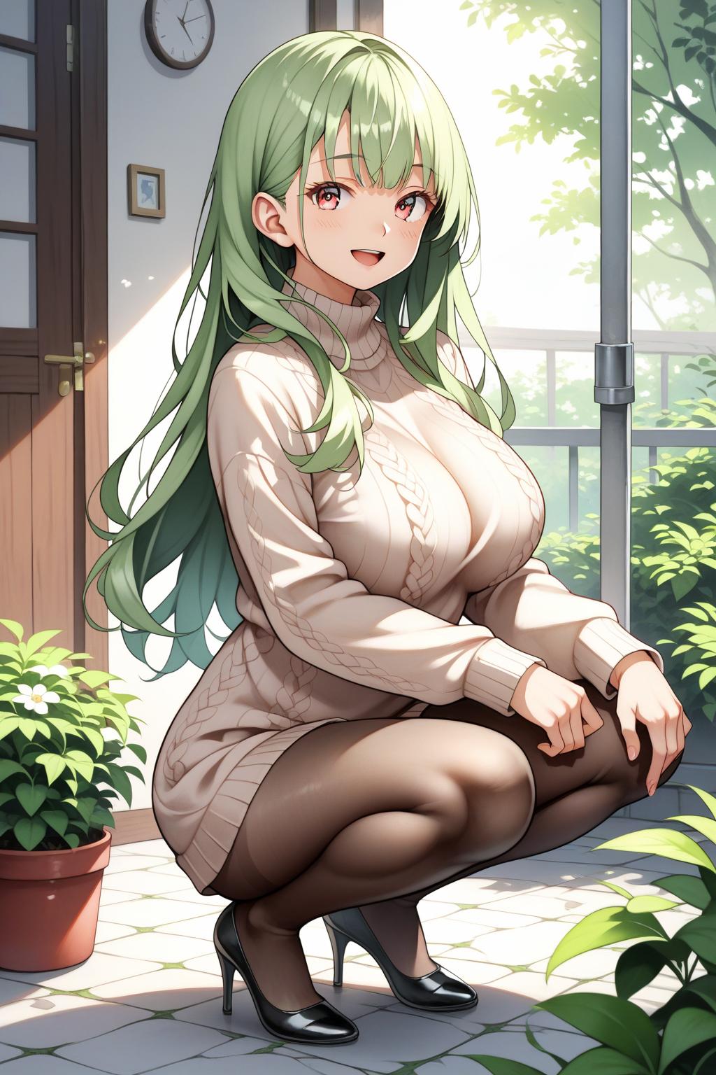 AIバブみ_黒パンスト美脚美女のAIイラスト_129959215_p0