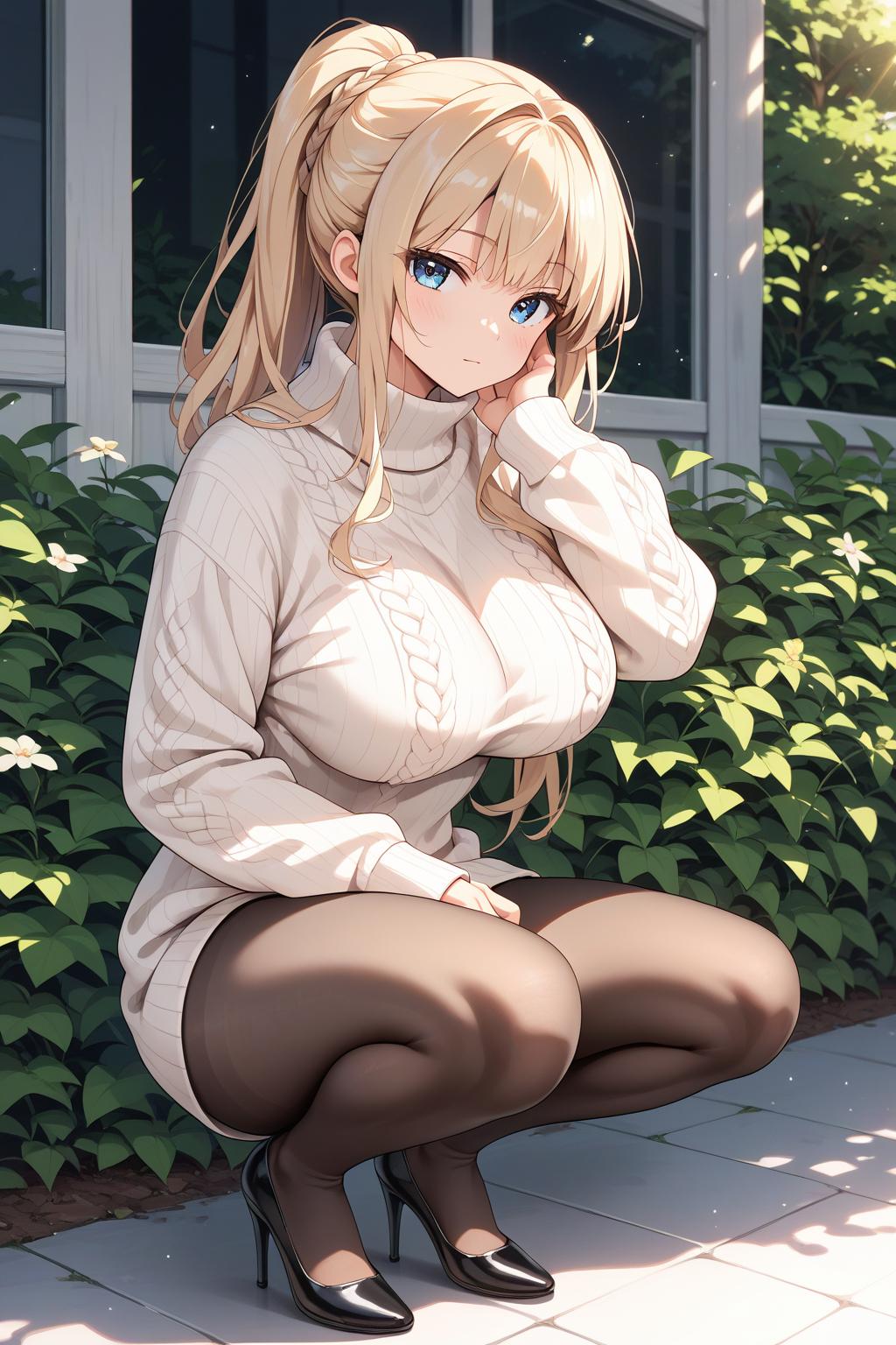 AIバブみ_黒パンスト美脚美女のAIイラスト_130039071_p1