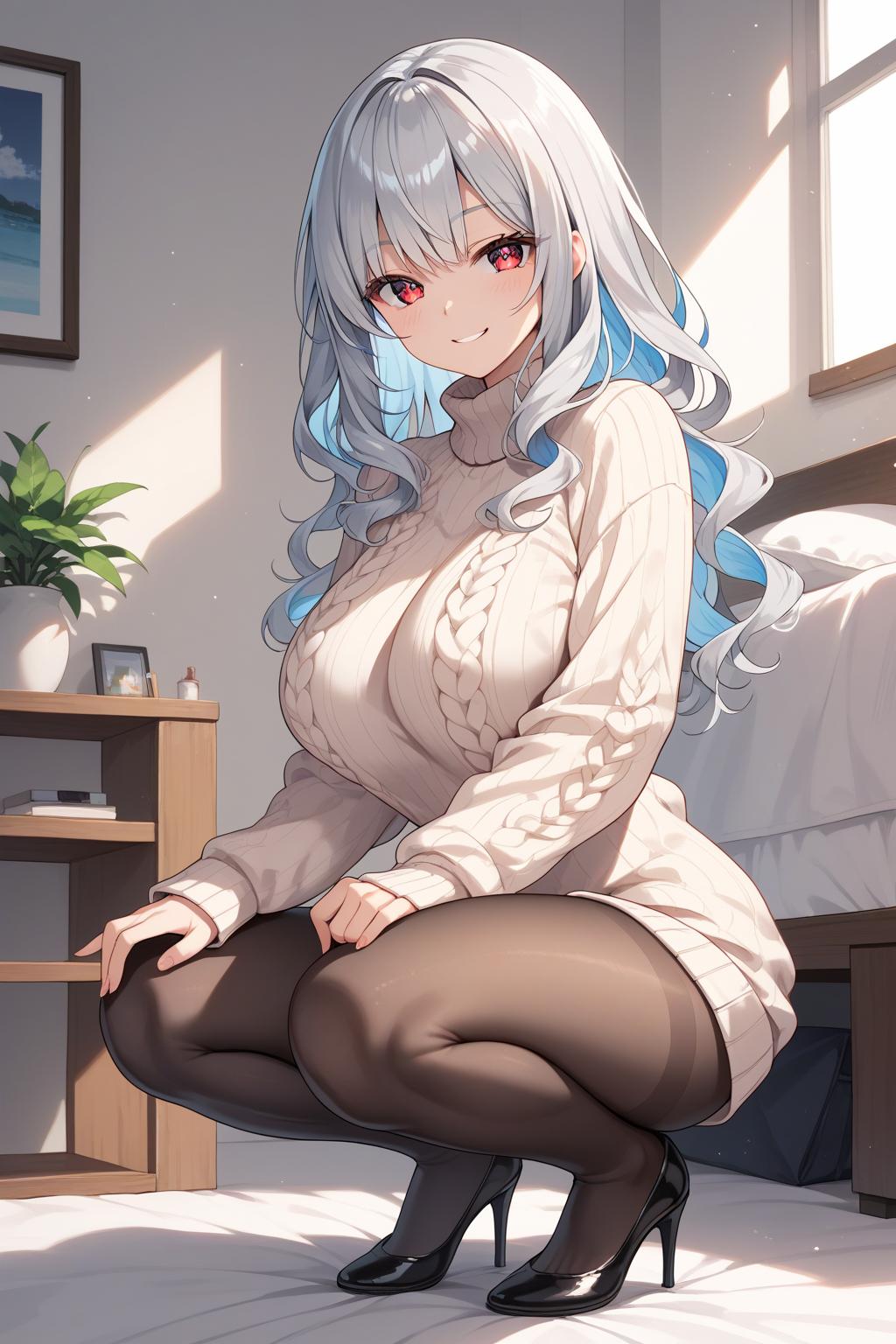 AIバブみ_黒パンスト美脚美女のAIイラスト_129959215_p1