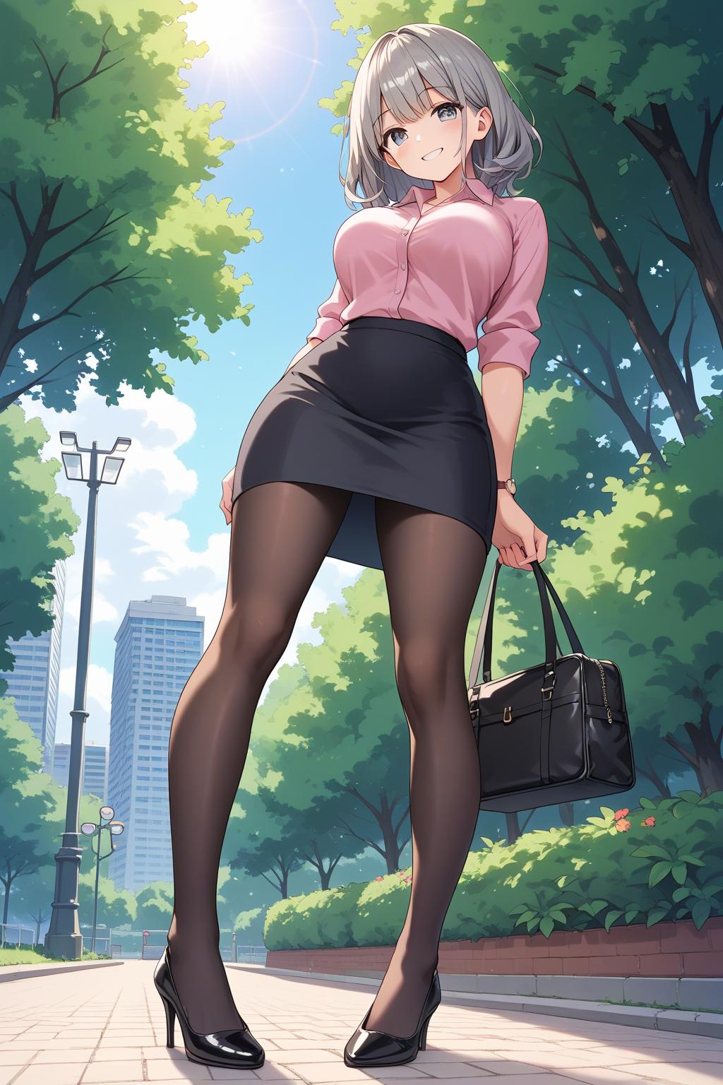 AIバブみ_黒パンスト美脚美女のAIイラスト_130076134_p0