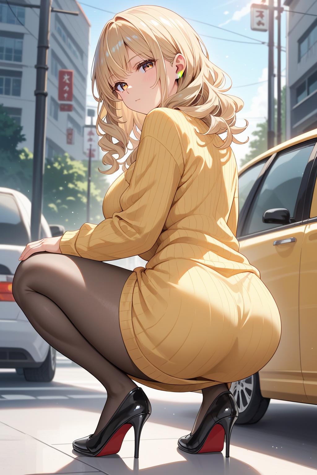 AIバブみ_黒パンスト美脚美女のAIイラスト_129884703_p1