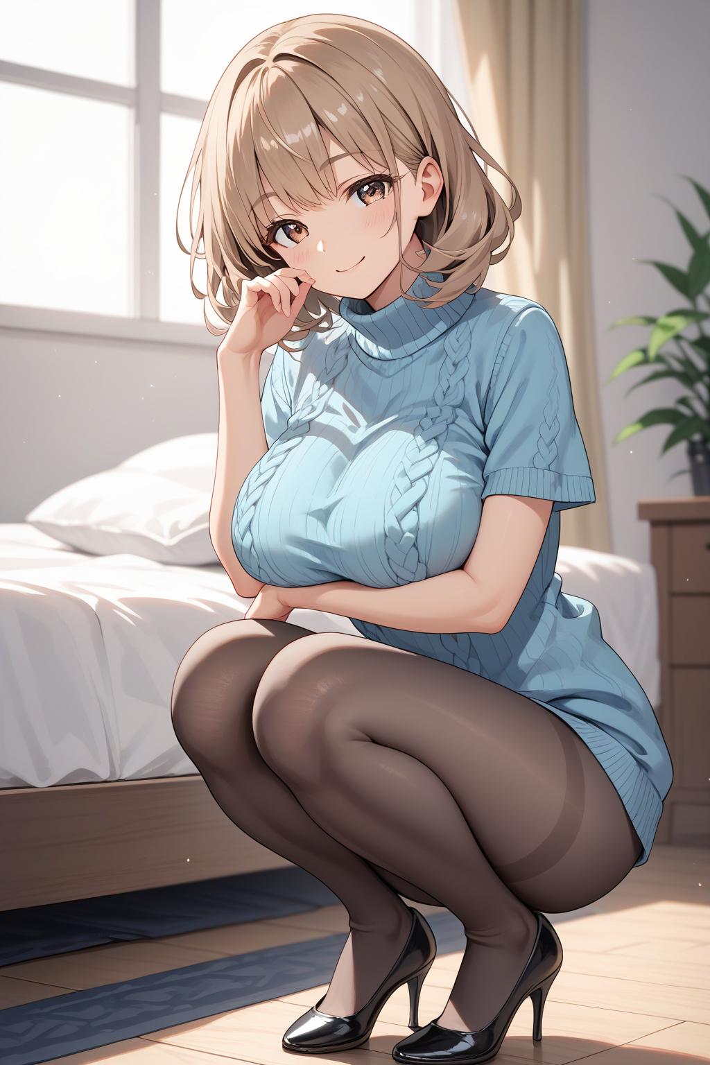 AIバブみ_黒パンスト美脚美女のAIイラスト_129880655_p1