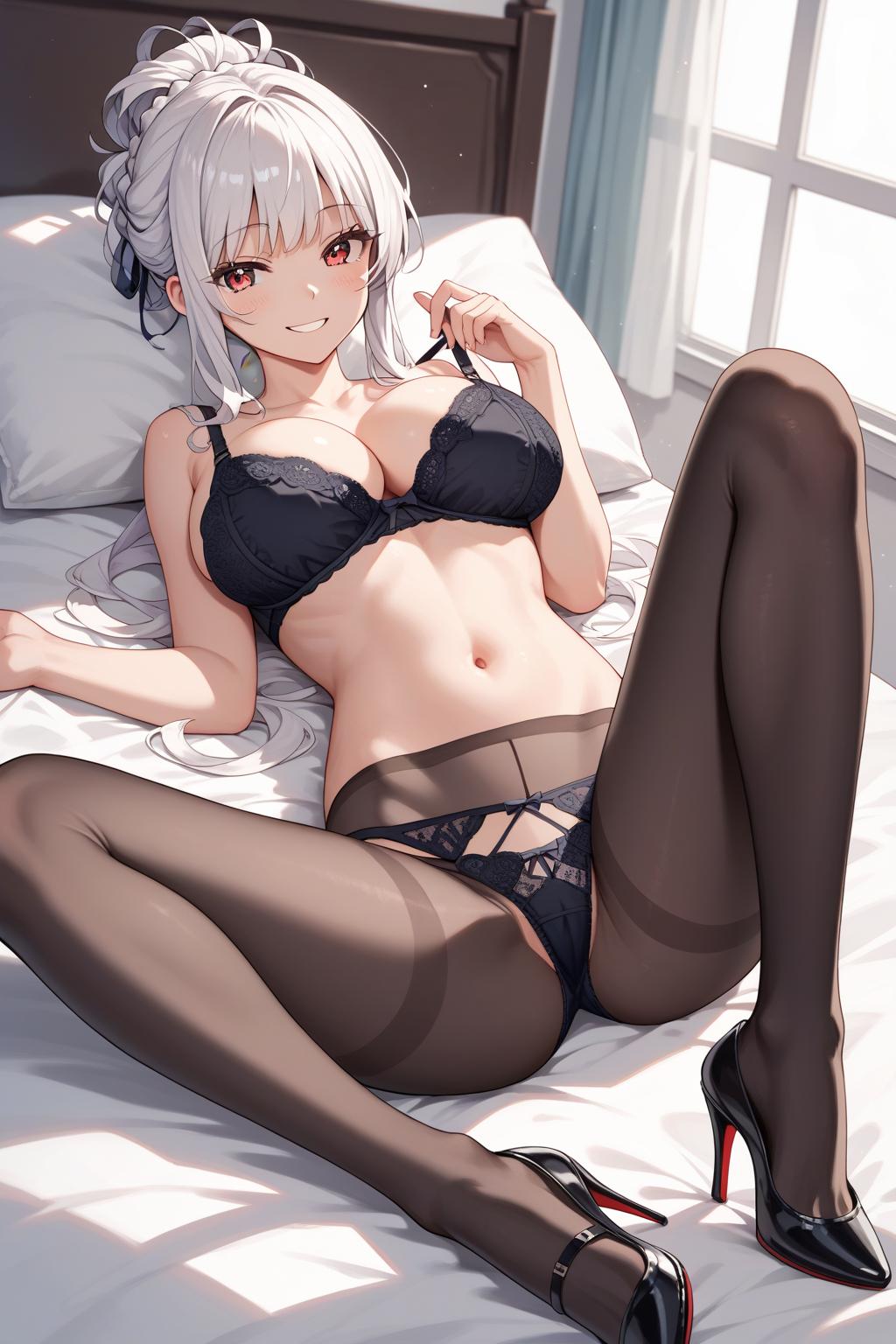 AIバブみ_黒パンスト美脚美女のAIイラスト_129692113_p1