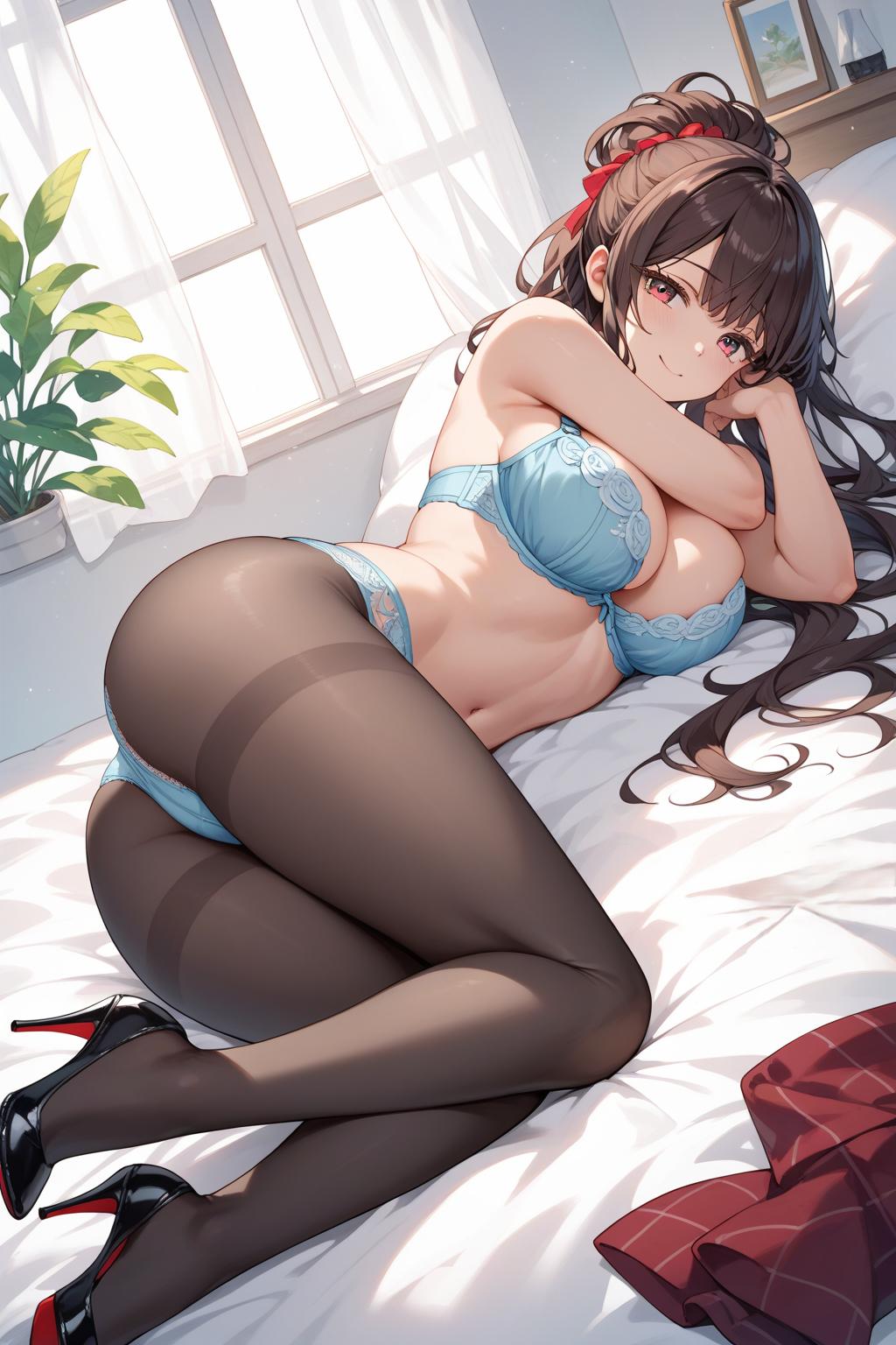 AIバブみ_黒パンスト美脚美女のAIイラスト_130514714_p1