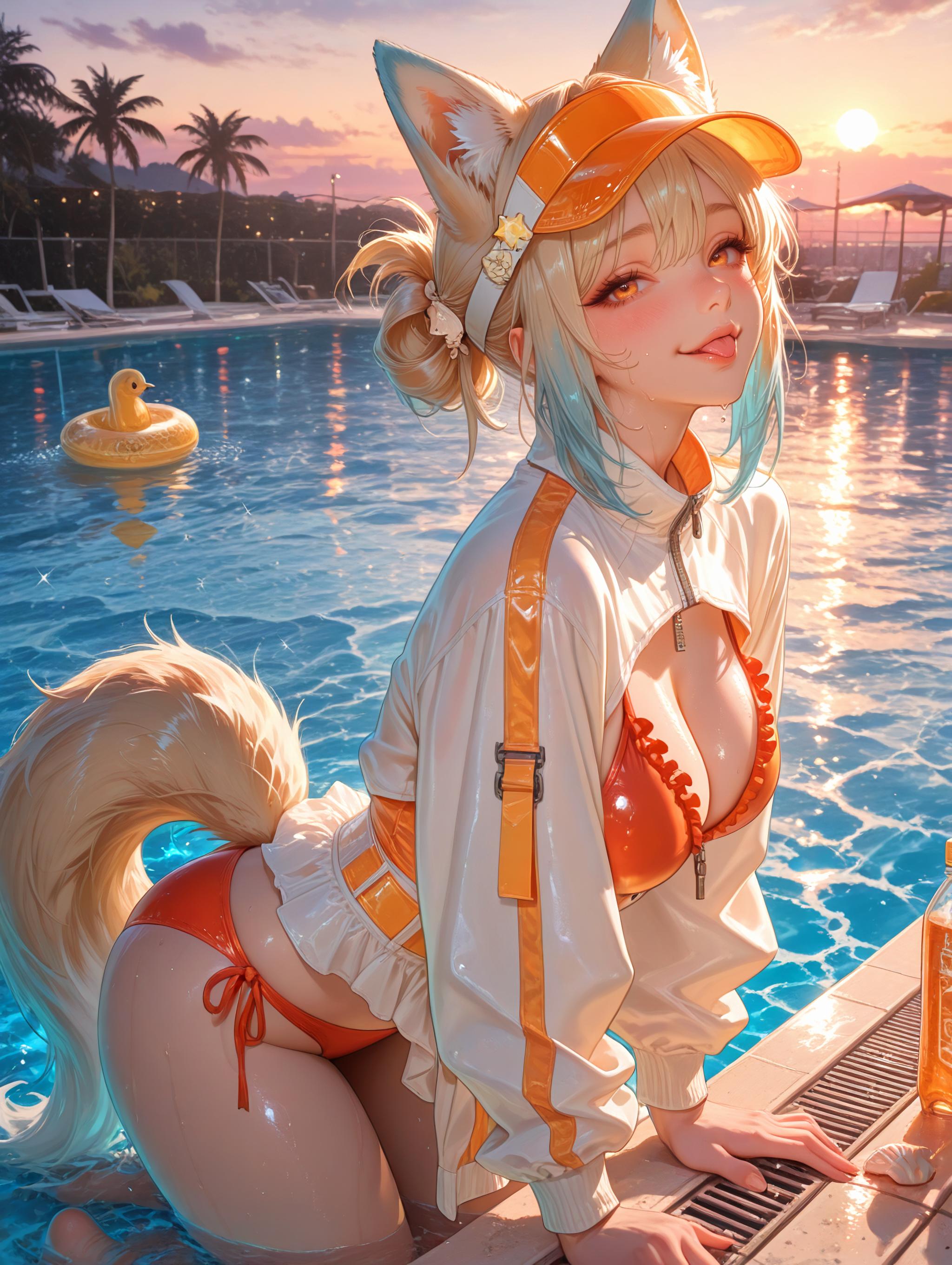 F@__夕焼けプールサイドの誘惑🦊🧡_129871199_p0