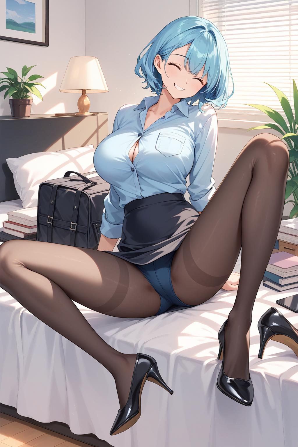AIバブみ_黒パンスト美脚美女のAIイラスト_130338899_p1