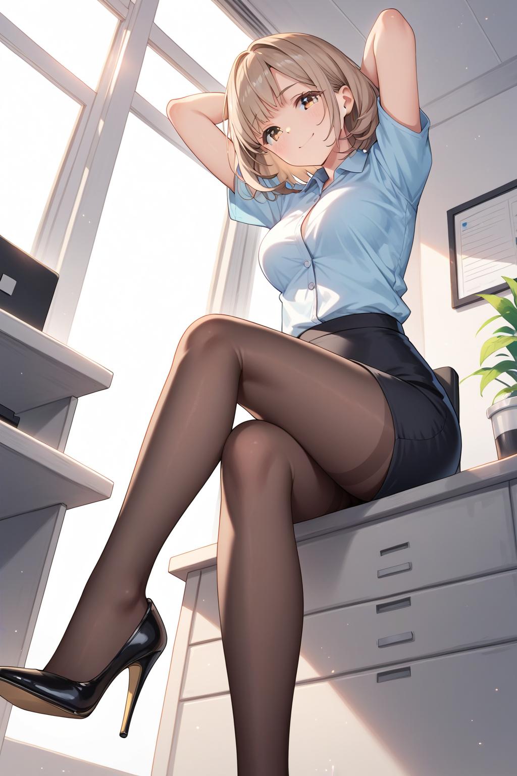 AIバブみ_黒パンスト美脚美女のAIイラスト_130727322_p1