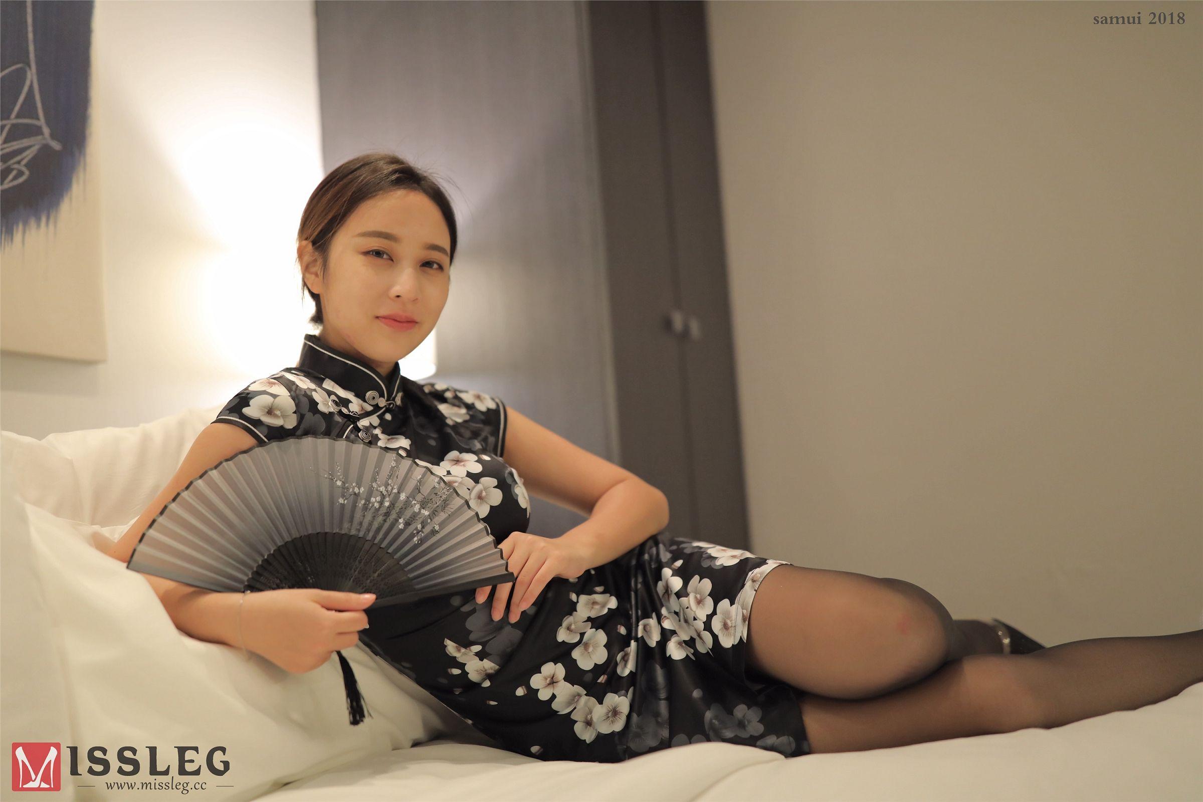 [MISSLEG蜜丝] 苏梅岛旅拍众筹系列 L005 蛇皮连体空姐旗袍 乔依琳_p038