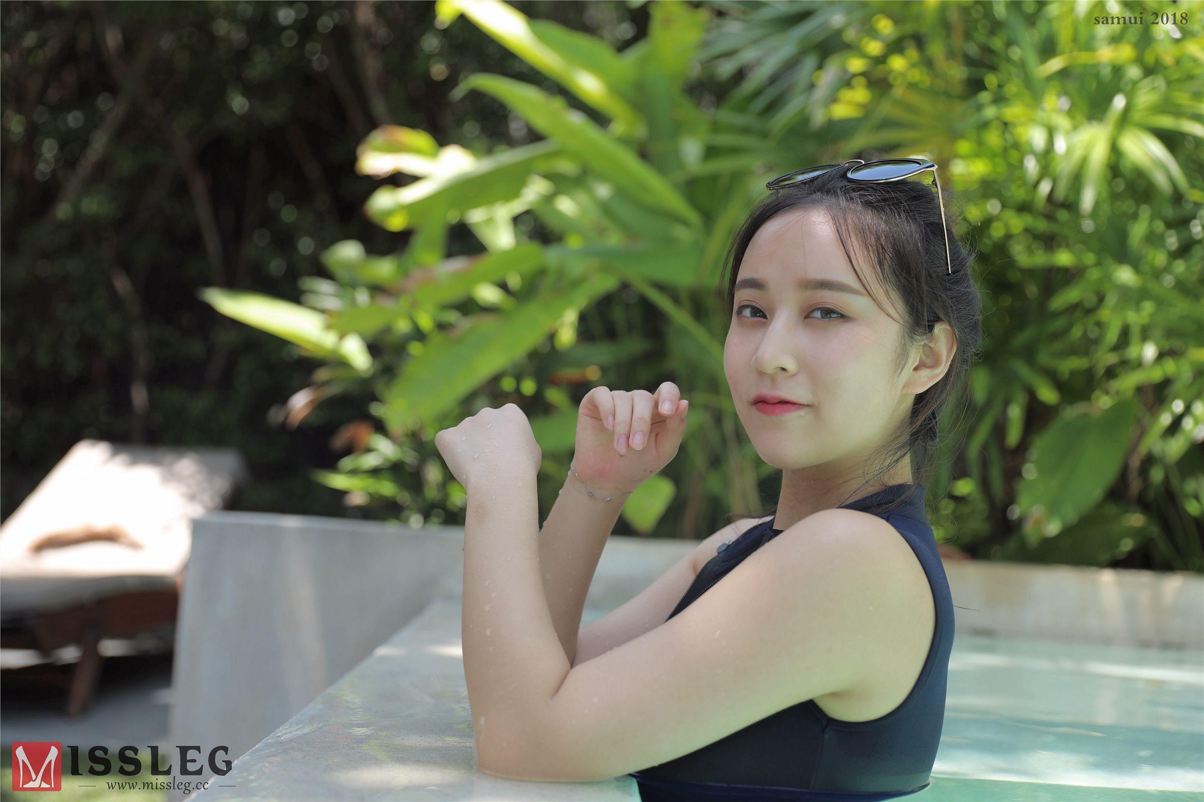 [MISSLEG蜜丝] 苏梅岛旅拍众筹系列 L002 透视白纱 乔依琳_p005
