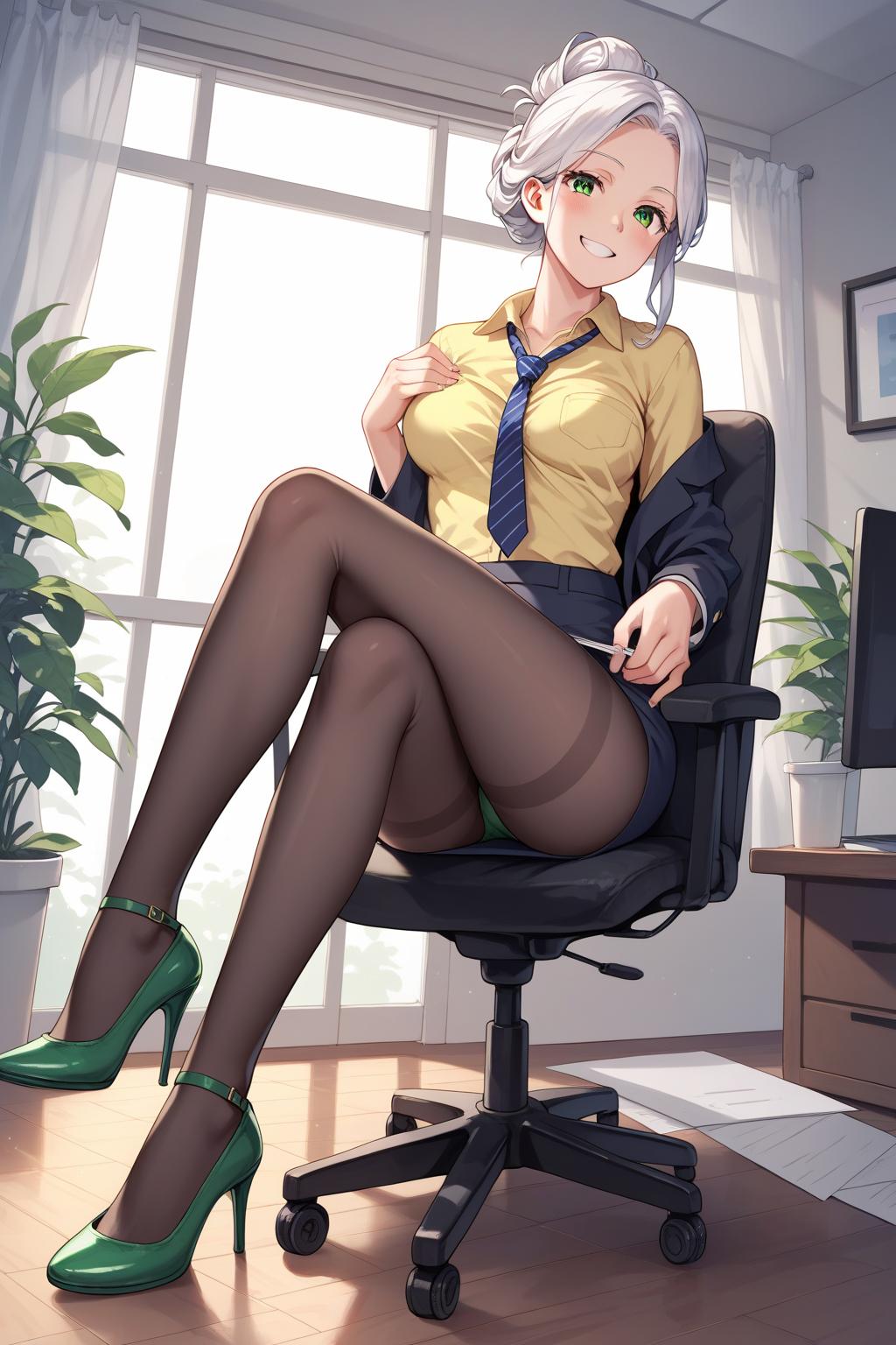 AIバブみ_黒パンスト美脚美女のAIイラスト_131559334_p1