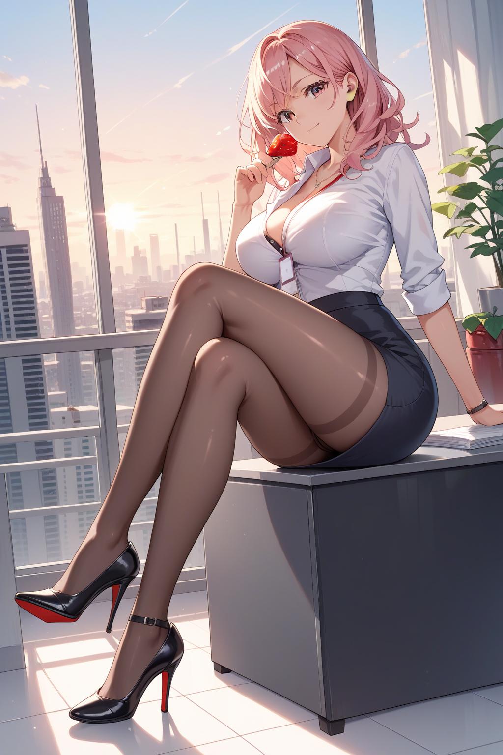 AIバブみ_黒パンスト美脚美女のAIイラスト_131866445_p1