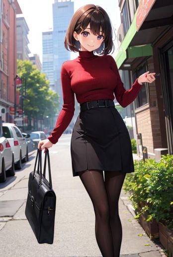 AIバブみ_黒パンスト美脚美女のAIイラスト_121587307_p1