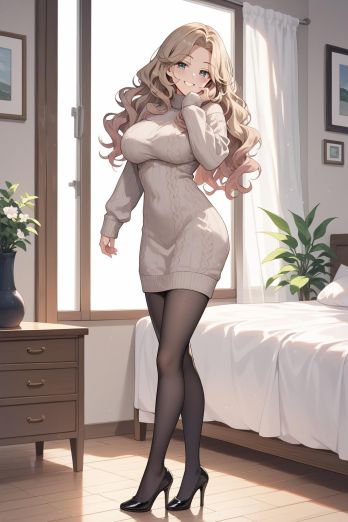 AIバブみ_黒パンスト美脚美女のAIイラスト_124538742_p0