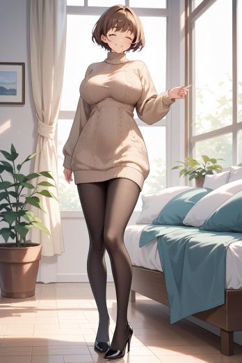 AIバブみ_黒パンスト美脚美女のAIイラスト_123335688_p1