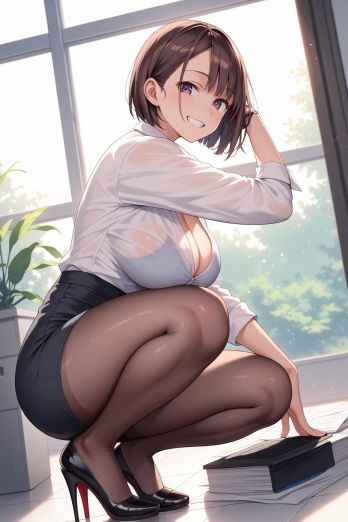 AIバブみ_黒パンスト美脚美女のAIイラスト_128851863_p1