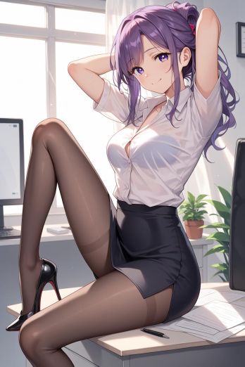 AIバブみ_黒パンスト美脚美女のAIイラスト_128814576_p1