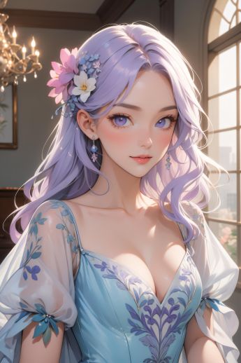 Sunday_Wang_紫发_柔美泡泡袖裙_117568267_p4