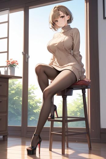 AIバブみ_黒パンスト美脚美女のAIイラスト_127663307_p1