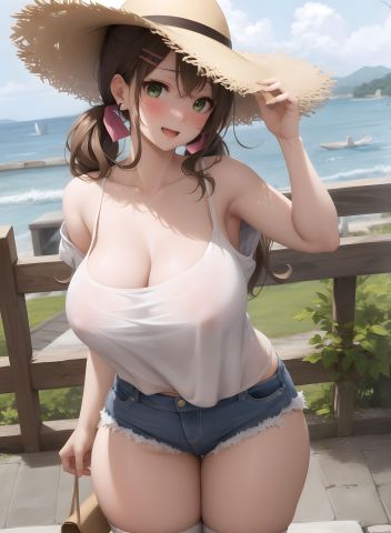 AI-Generator_【AI】茶髪碧眼少女／私服／透け服／爆乳２_112216020_p10