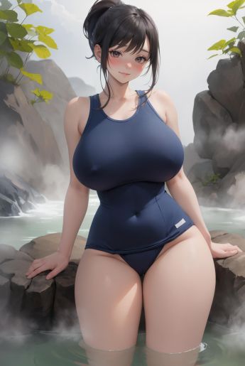 Yofukashi_温泉⑦（スク水巨乳）_116268905_p2