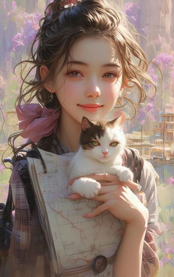 Natsuki_俏丽な少女と彼女のいたずらっ子の猫_117863881_p7