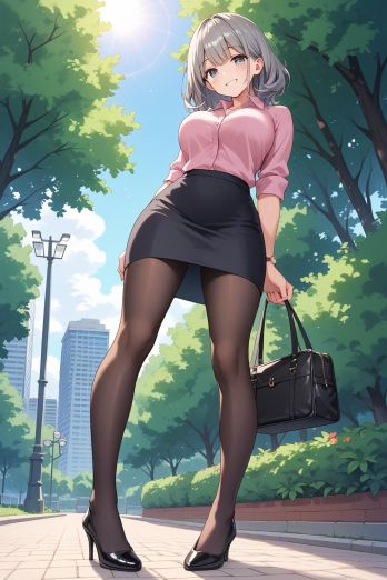 AIバブみ_黒パンスト美脚美女のAIイラスト_130076134_p0